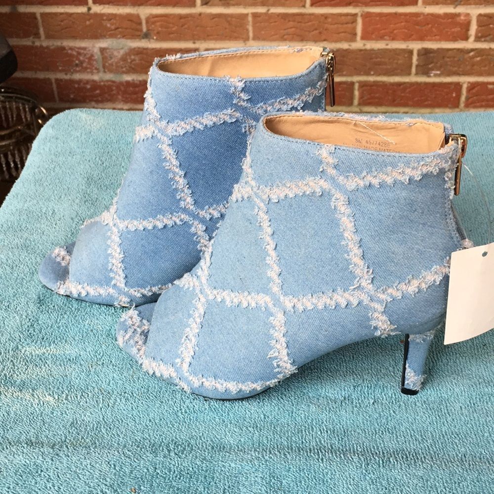 Blue peep toe ankle booties - Picture 4 of 12